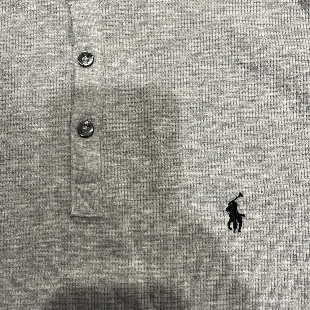 NWT Polo Ralph Lauren‎ Waffle Knit Henley Thermal Crew-Neck T-Shirt SZ- L - Gray